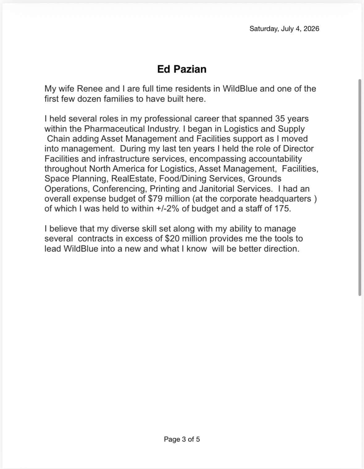 Ed Pazian biography page